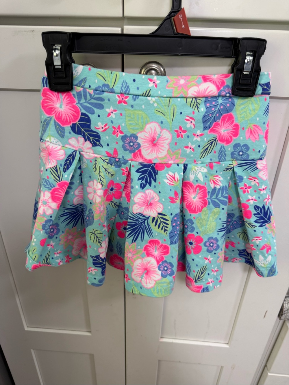 Tommy Bahama Aqua Floral Pleated Skort with Pink Accents